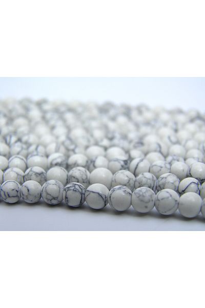 Yüksel Boncuk 4 mm White and Turquoise Natural Stone String