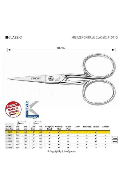 Kretzer Spiral110510 - Curved and Tip Thin Cut German Scissors
