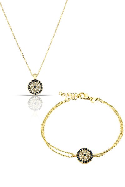 Forentina Altın Kaplama Nazar Boncuklu Kolye Bileklik Set - Ps127800tr