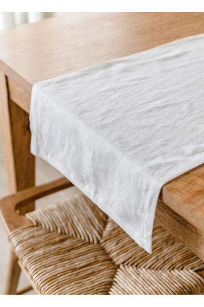EVYA 100% Cotton Raw Linen Pure Runner 40x140 Cm White Color