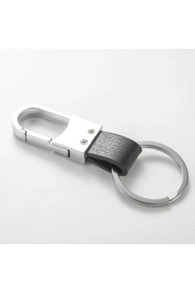 babikamium Luxury Leather Hooked Black Keychain