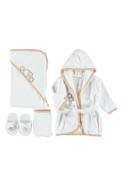 dressmix kuzu nakışlı bebek bornoz takımı