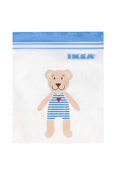 IKEA Lockable Refrigerator Bag Blue Color 1 Lt, 25 Pieces Teddy Bear Patterned