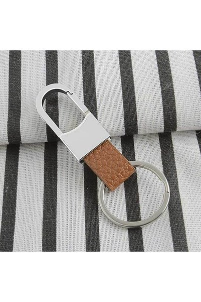 babikamium Luxury Leather Hooked Brown Keychain