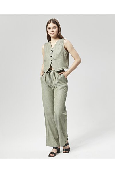 Nuseel Set de pantaloni și vestă din țesătură Water Green Atlantis cu croială...