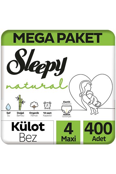 Sleepy Baby Diapers - Natural Panties Mega Pack Size 4 100x4 400 Pieces