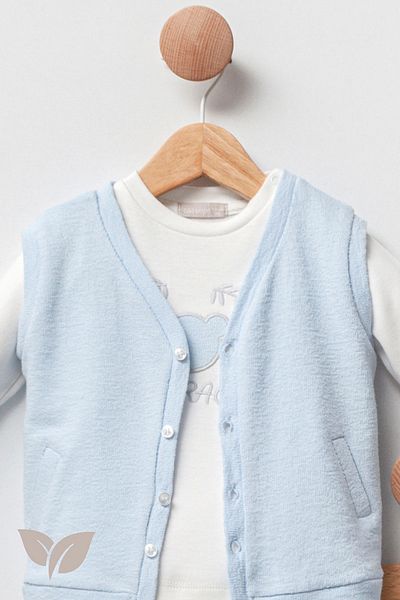 Cassiope Mini Prince 3-piece Set Sweat, Vest, Trousers 100% Cotton 6 months-9 months-12 months Baby Boy-12 Months - Blue
