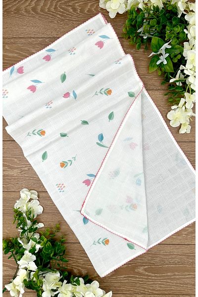 Renkli Puset Multi-Purpose Muslin Blanket for Baby Girl - Blanket Flower Tulip