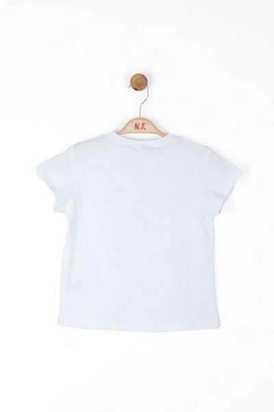 nk kids Tricou alb cu relief pentru fetiță albastră
