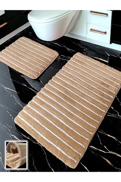 Chandler Home Χαλάκι μπάνιου Shalta Beige 2 τεμαχίων (60x100 50x60 cm)