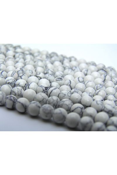 Yüksel Boncuk 4 mm White and Turquoise Natural Stone String