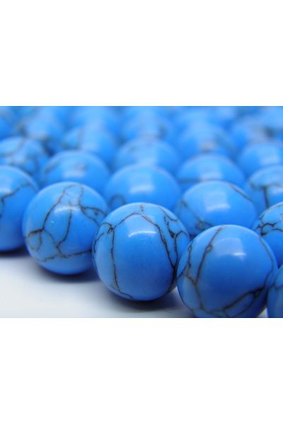 Yüksel Boncuk 12 mm Blue Turquoise Natural Stone String
