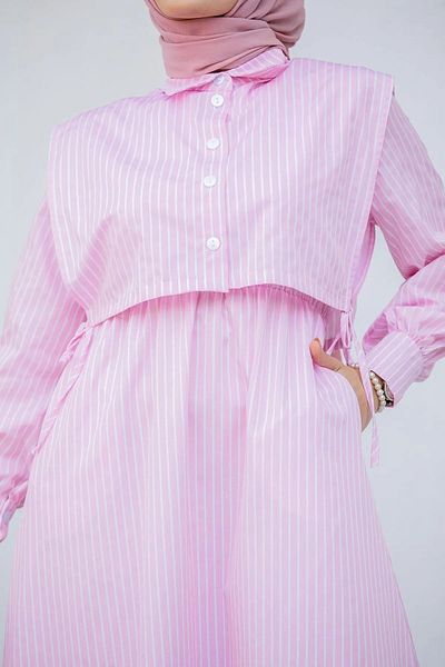 Swana Striped Cotton Women's Dress - Pocket Detailed