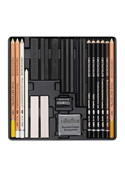 CretaColor Wolf Box Drawing Set Profesyonel Karakalem Eskiz Çizim Seti 25 Par...