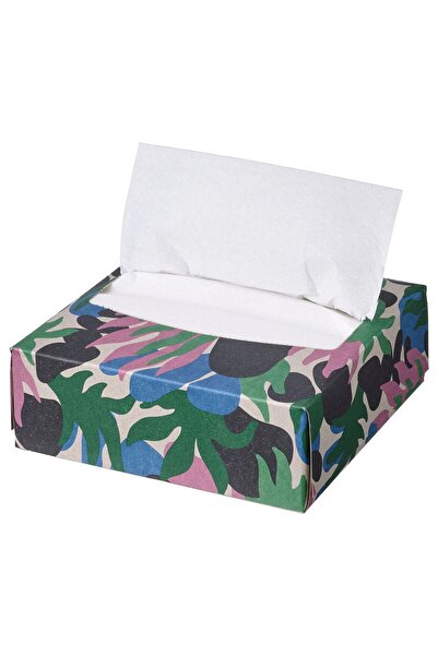 IKEA مناديل منقوشة متعددة الألوان من PALPFJÄRIL مع صندوق، 100 قطعة، 16x32 سم