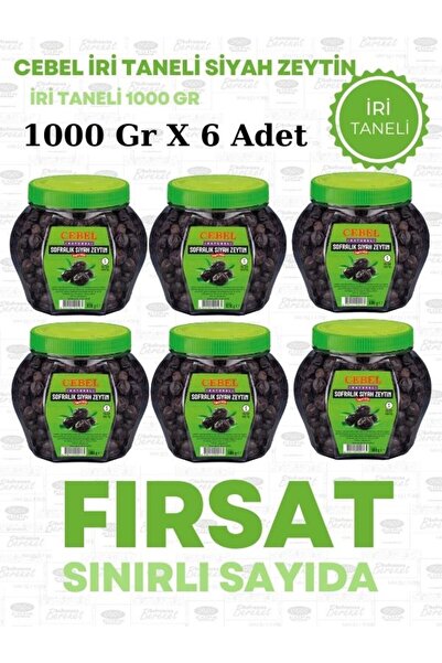 Cebel Lezzet Paketi Cebel Siyah Zeytin 1000 gr Pet (İRİ) (S | 291-320) (6 Ade...