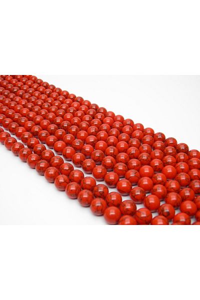 Yüksel Boncuk 12 mm Red Turquoise Natural Stone - String