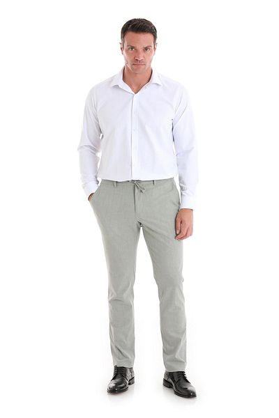 Hatemoğlu Βαμβακερό Slim Fit Λευκό Πουκάμισο - Μακρυμάνικο, Λεπτός Γιακάς