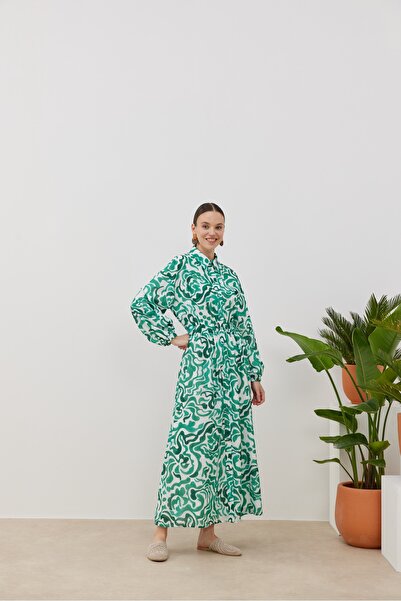 NUR KALAY COLLECTION DESENLİ PAMUK ELBİSE