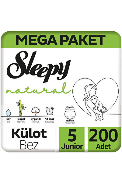 Sleepy Natural Külot Bebek Bezi Mega Paket 5 Beden 100x2 200 Adet