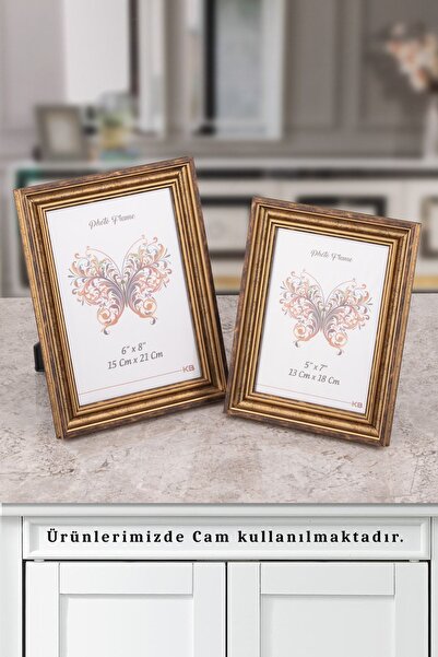 Seniste Caen Dekoratif Resim Çerçevesi 2'li Eskitme Bakır Ayarlanabilir Ayakl...