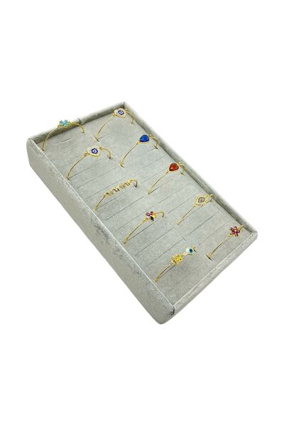 kutuveaksesuar Jewelry Bracelet Bracelet Clamp Stand Gray Suede 15 X 25 Cm