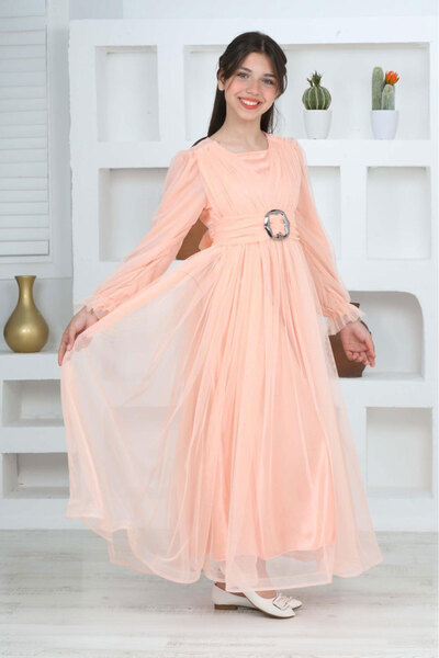 Joui Co Çocuk Uzun Tesettüre Uygun Abiye Elbise 9 Yaş-10 Yaş-11 Yaş-12 Yaş-13 Yaş