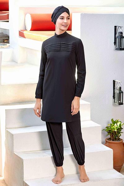 Remsa Mayo Angela 4585 Μαύρο Αθλητικό Μαγιό Hijab - Lycra Full Covered