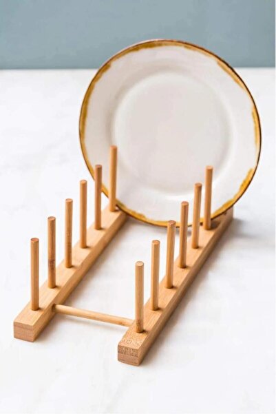 Atbyhome Bambu Tabaklık - Tabak Düzenleyici - Tabak Kurutucu