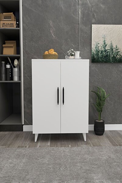 Enda Home 6 Raflı 4 Kapaklı Çok Amaçlı Dolap Beyaz