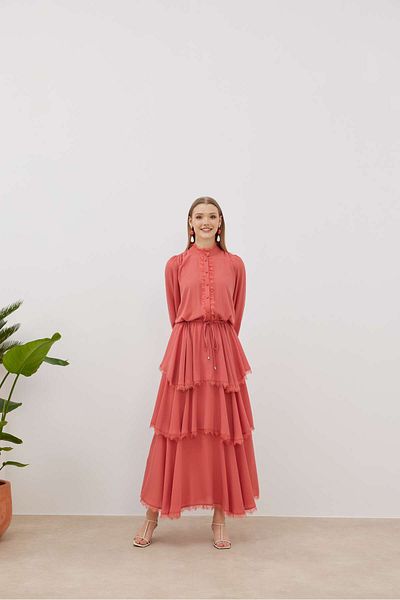 NUR KALAY COLLECTION Elegant Dress with Lace-detail