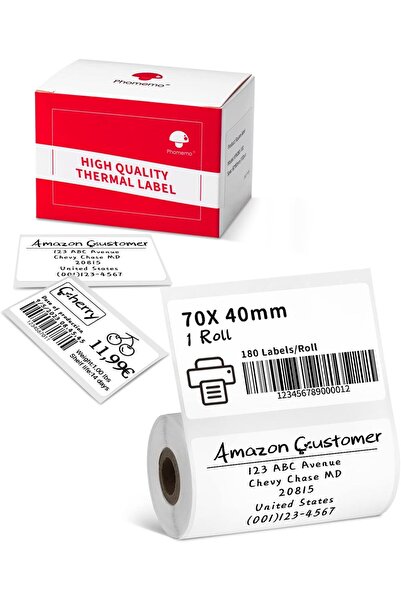 Phomemo 70x40mm/180adet Beyaz - M221, M200, M220 İçin Çok Amaçlı Etiket XP704...