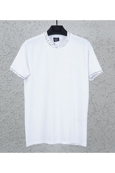DYNAMO White Positive Printed Cotton T-Shirt - Men's, Crew Neck