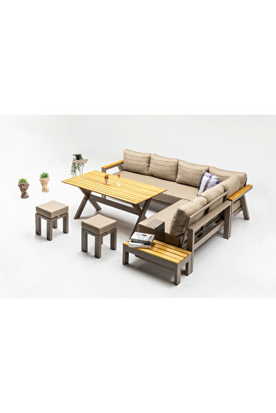 İtals Bahçe Mobilyaları İtals Bianca Masalı Köşe Takımı Capuccino