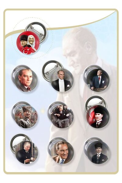 B Ajans Bizz Atatürk Rozet Seti -01  (Toplam 10 parça)