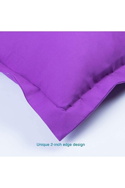 EVYA Purple Cabinet Pillow Case 100% Cotton 50X70Cm 2 Pieces Decorative Soft Flounce Edge