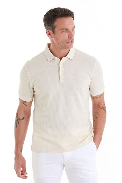Hatemoğlu Μπεζ μπλουζάκι Polo Neck Mercerized Regular Fit 100% βαμβάκι