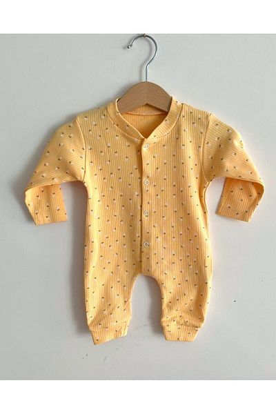 COOLMINIES Baby Girl Floral Patterned Ribbed Jumpsuit