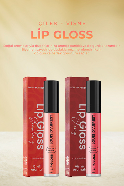 Louis DArrest Çilek ve Vişne Aromalı Dudak Dolgunlaştırıcı ve Parlatıcı Lip Gloss Seti