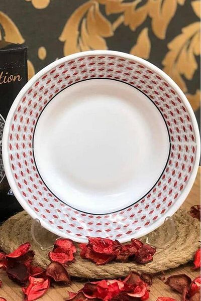 Tiesa Home Set of 6 Red Opal Pit Dinner Plates - 20cm