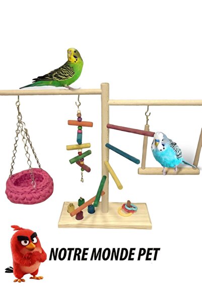 NOTREMONDEPET Ahşap el yapımı masa üstü hamaklı salıncaklı zeka oyunlu mini p...