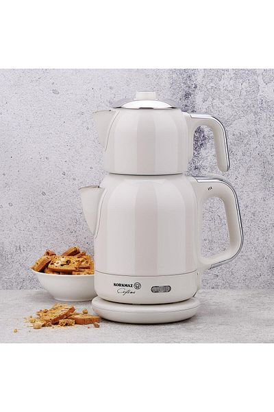 KORKMAZ 1.7 lt Elect.Teapot Vanilla/Chrome