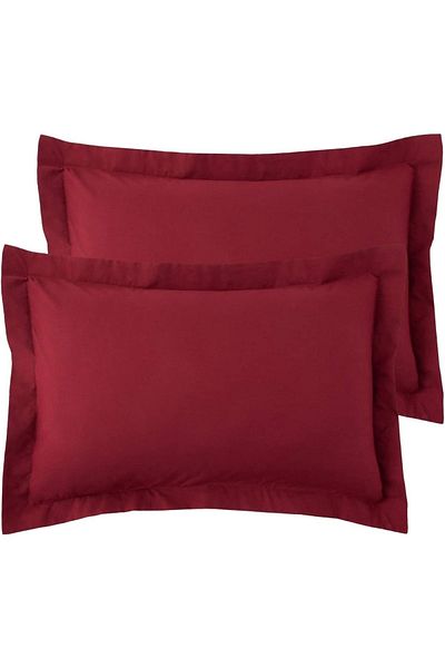 EVYA Soft Textured Skin Friendly 100% Cotton Burgundy Flounce Edge Pillow Case 50X70 cm 2 Pieces Decorative