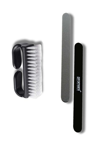 Promani Pro Laser Cutting Nail Brush and Steel Rasp - Advantageous Set of 2