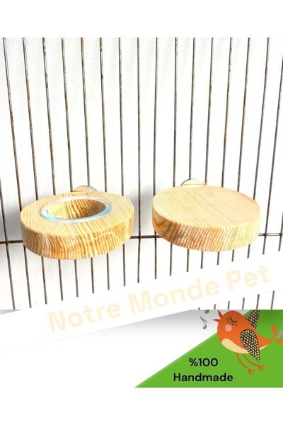 NOTREMONDEPET Ahşap Dilim Kuş Tüneği Ve Yemlik