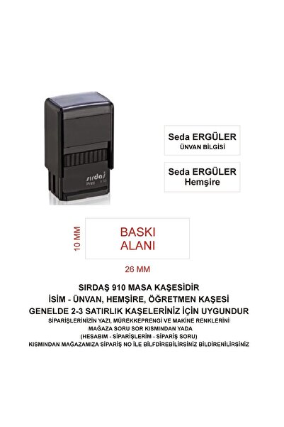 Sırdaş 910 Isim Ünvan Kaşesi - Siyah Makina