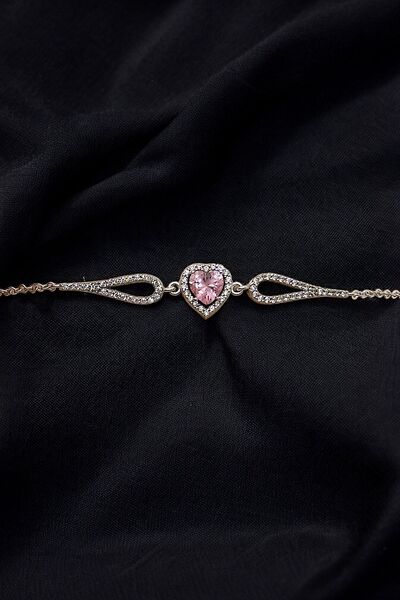 ADA LİFE GÜMÜŞ 925 Ayar Gümüş Pırlanta Kalp Model Kadın Bileklik (ÖZEL KUTULU)