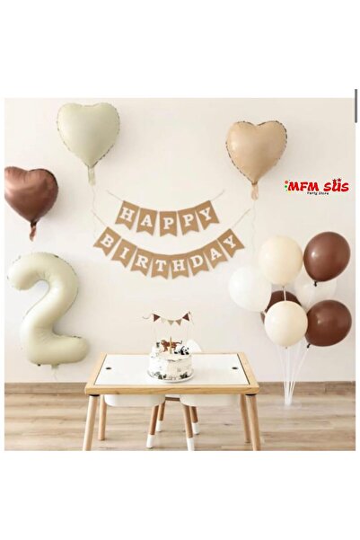 MFM Σετ γενεθλίων 2 ετών Μπεζ καραμέλα καφέ ρετρό