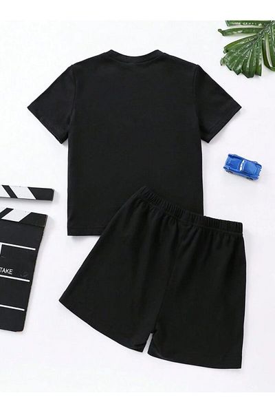 aynewmoda Комплект детски шорти и тениска с принт King