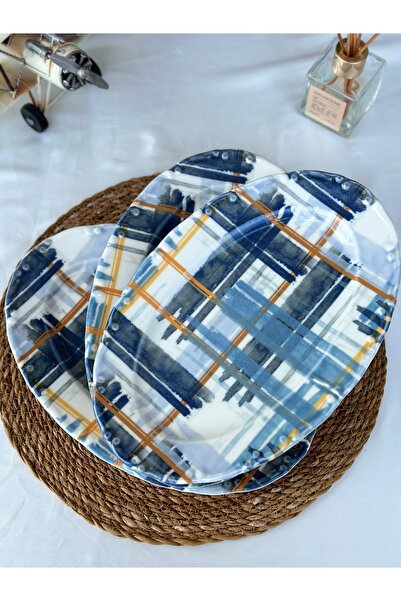 Genel Markalar Kütahya 2'li 30cm Büyük Boy Porselen Kayık Tabağı Sunum Servis Seti